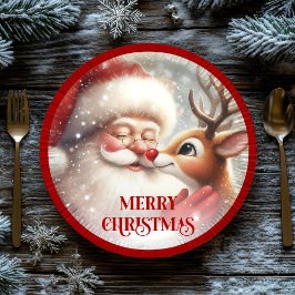 Fun Santa and Rudolph Christmas Dinner Plates Papieren Bordje