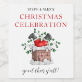 Fun Santa Chimney Name kerstfeestmaal Wijn Etiket (Enkel label)