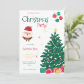 Fun Santa Christmas Party Invitation Kaart (Staand voorkant)