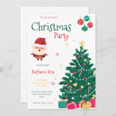 Fun Santa Christmas Party Invitation Kaart (Voorkant / Achterkant)