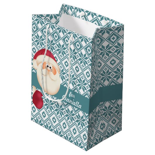 Fun Santa Claus - Eigen naam kerstmis Medium Cadeauzakje (Achterkant Gekanteld)