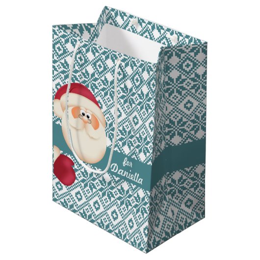 Fun Santa Claus - Eigen naam kerstmis Medium Cadeauzakje (Voorkant Gekanteld)