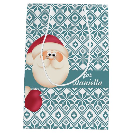 Fun Santa Claus - Eigen naam kerstmis Medium Cadeauzakje (Achterkant)