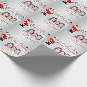 Fun Santa Claus HOHOHO Red Silver   FOTO toevoegen Cadeaupapier