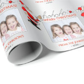 Fun Santa Claus HOHOHO Red Silver | FOTO toevoegen Cadeaupapier (Rol Hoek)