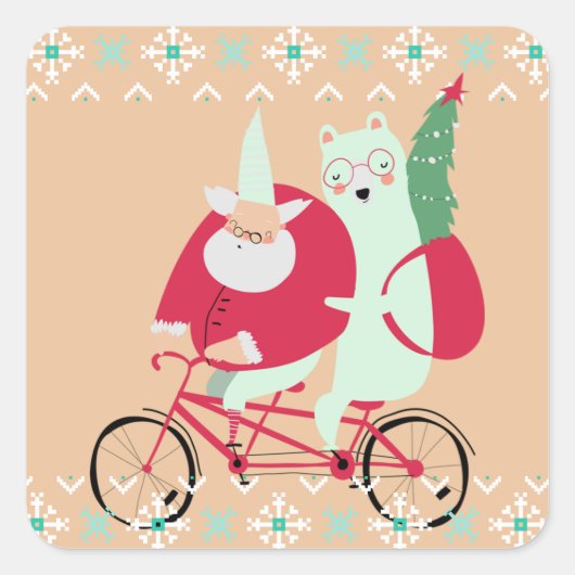 Fun Santa Claus-kerstFeestdagen Vierkante Sticker (Voorkant)