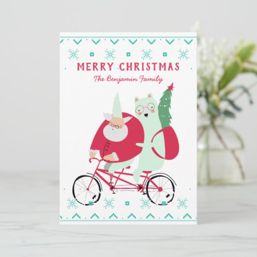 Fun Santa Claus Merry Kerstmis Feestdagenkaart (Staand voorkant)