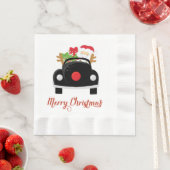 Fun Santa in Car-kerstpapier Napkins Servet (Insitu)