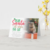 Fun Santa It was Cat Photo Holiday Card Kaart (Gele Bloem)