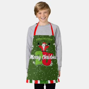 Fun Santa met Snowflakes op GREEN-kerst Schort