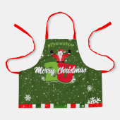 Fun Santa met Snowflakes op GREEN-kerst Schort (Voorkant)