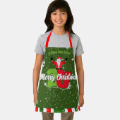 Fun Santa met Snowflakes op GREEN-kerst Schort (Insitu)