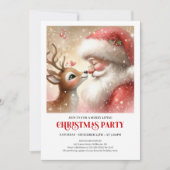 Fun Santa Rudolph Family Christmas Invitation Kaart (Voorkant)
