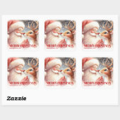 Fun Santa Rudolph Personalized Christmas Kids  Vierkante Sticker (Vel)