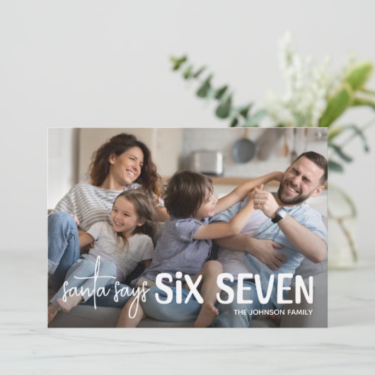 Fun Santa Says 67 Photo Holiday Feestdagenkaart (Staand voorkant)