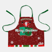 Fun Santa Snowflakes on DARK RED Merry Christmas Schort (Voorkant)