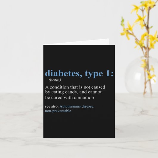 Fun Sarcasm T1d Diabetes Definition Awareness Kaart (Gele Bloem)