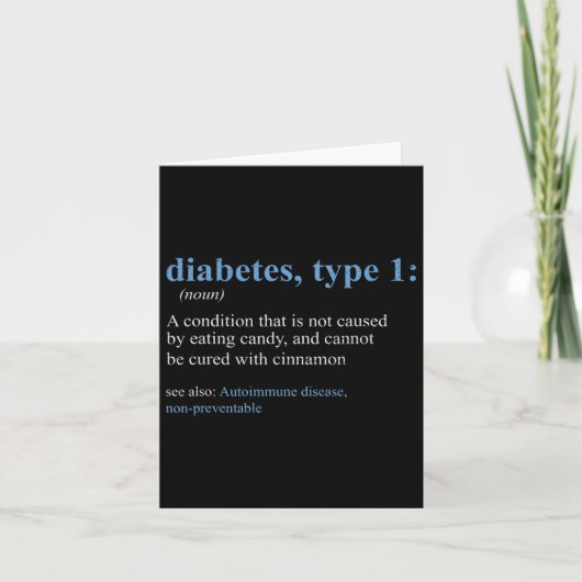 Fun Sarcasm T1d Diabetes Definition Awareness Kaart (Voorkant)