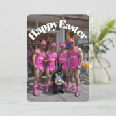 Fun & Sassy Paashaas Party Feestdagenkaart (Staand voorkant)