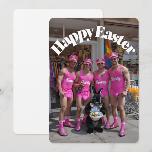 Fun & Sassy Paashaas Party Feestdagenkaart (Voorkant / Achterkant)