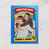 Fun Save the Date Kaart Comic Couple Trading Kaart Contactkaartje (Voorkant)