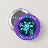 Fun Save the Turtles Button (Voorkant /achterkant)