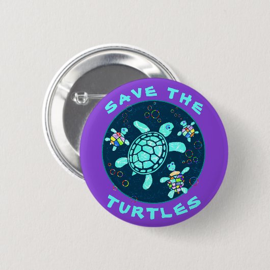 Fun Save the Turtles Button (Voorkant /achterkant)