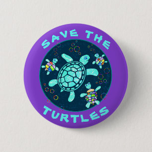 Fun Save the Turtles Button