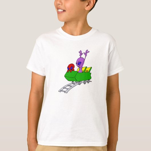 Fun & Scared Alien op Onderzetter T-shirt (Voorkant)