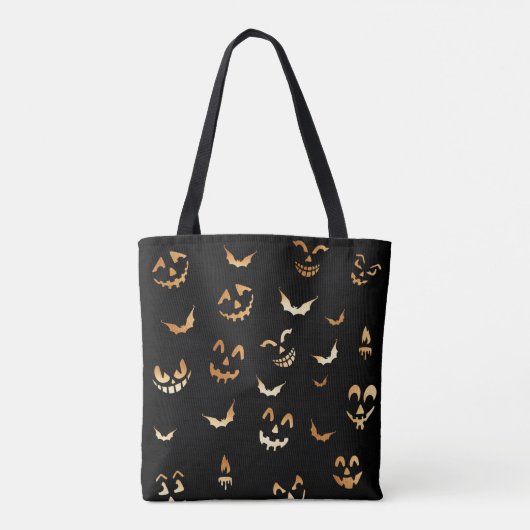 Fun Scary Jack O Lantern Pumpkin Halloween Faces Tote Bag (Achterkant)