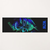 Fun Scary Neon Blue Blauwgroen Skull Monogram Yogamat (Voorkant (horizontaal))