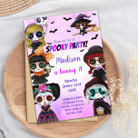 Fun Scary Party Kaart voor kinderen, Tieners of vo<br><div class="desc">Vier in spookachtige stijl met deze Halloween verjaardagsuitnodiging! Met klassieke Halloween-elementen zoals spoken,  vleermuizen en griezelige typografie,  is deze uitnodiging perfect voor kostuumfeesten,  spookachtige vieringen of verjaardagen in oktober. Volledig bewerkbaar met uw partijgegevens.</div>
