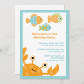 Fun schattig op uitnodiging van het zee verjaardag (Voorkant / Achterkant)