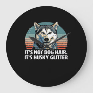 Fun & Schattig Siberian Husky Hond Glitter Klassie Grote Klok