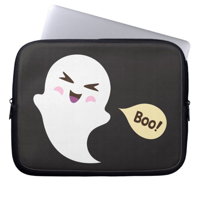 Fun, schattige kawaii cartoon geest gezegde boe laptop sleeve (Voorkant)