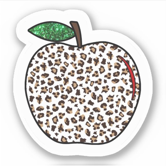 Fun school Animal Print Apple School Leraar Sticker (Voorkant)