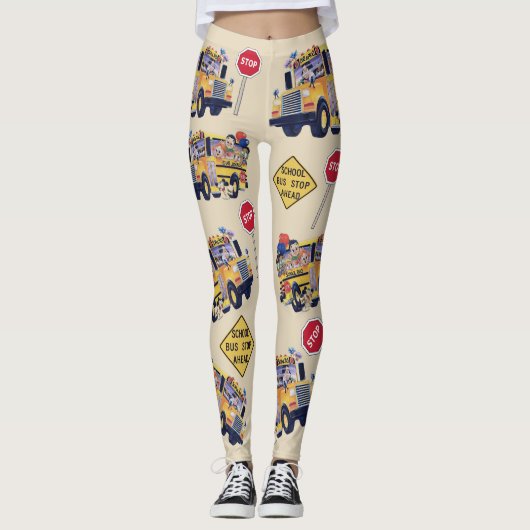 Fun School Bus Driver Party-patroonpatronen Leggin Leggings (Voorkant)