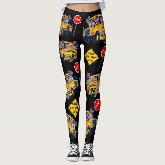 Fun School Bus Driver Party-patroonpatronen Leggin Leggings (Voorkant)