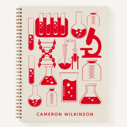Fun Science Chemical Laboratory Custom Red Notitieboek (Voorkant)