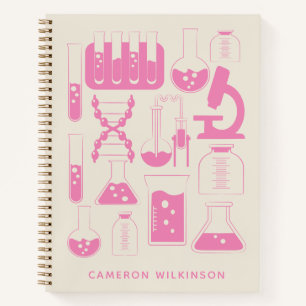 Fun Science Chemistry Laboratory Custom Pink Name Notitieboek
