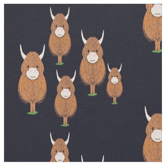 Fun Scottish Highland Koe Stof (Close Up)