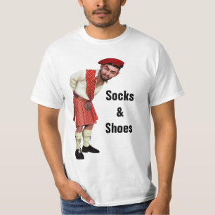 Fun Scottish Kilt Wearers 'Sokken & Shoes' Retort T-shirt