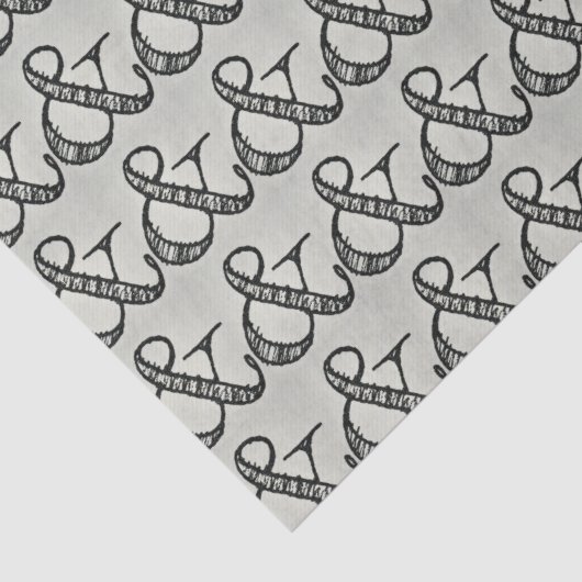 Fun Scribbled Ampersand Sign Zwart & Grijs Tissuepapier (Detail)