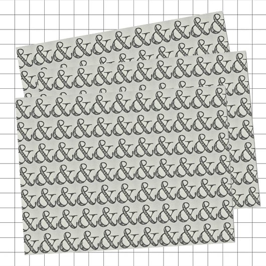 Fun Scribbled Ampersand Sign Zwart & Grijs Tissuepapier