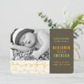 Fun Scribbles Baby Boy Foto Geboorte Aankondiging (Staand voorkant)