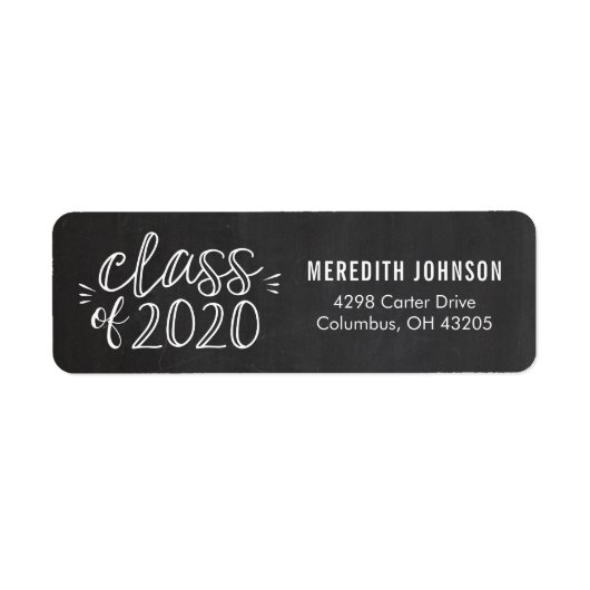 Fun Script Afstuderen Return Address Label (Voorkant)
