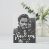 Fun Script Calligraphy Foto Weddenschap Ik dank je Briefkaart (Staand voorkant)