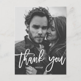 Fun Script Calligraphy Foto Weddenschap Ik dank je Briefkaart