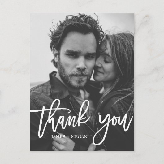 Fun Script Calligraphy Foto Weddenschap Ik dank je Briefkaart (Voorkant)