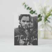 Fun Script Calligraphy Photo Weddenschap Bedankt Briefkaart (Staand voorkant)